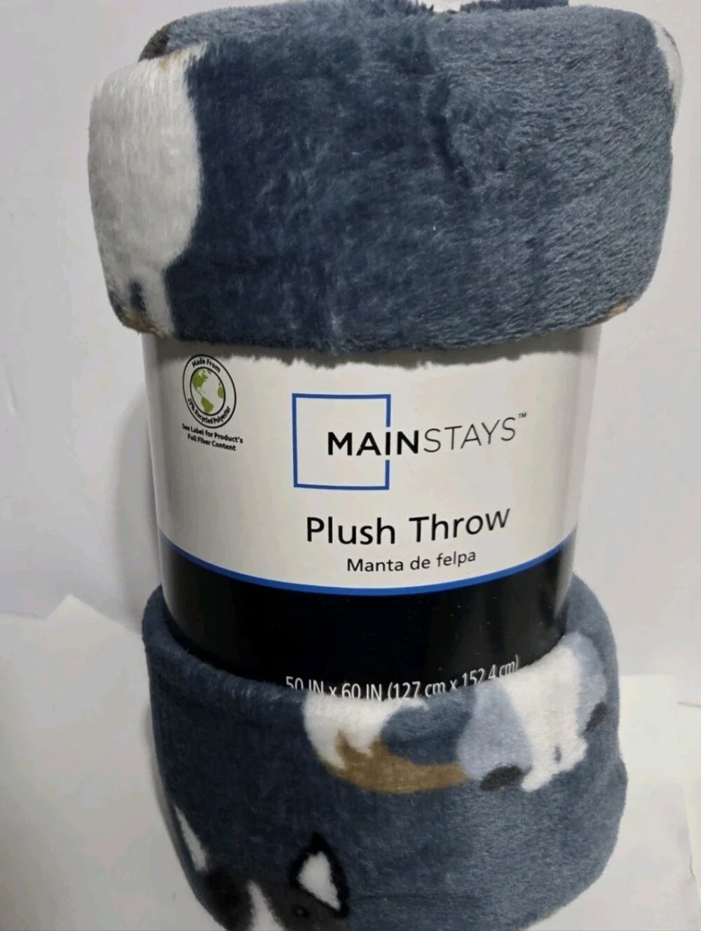 Mainstays Fleece Throw Blanket Blue Various Dog Breeds 50x60